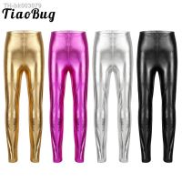 ஐ☂ TiaoBug Kids Girls Shiny Metallic Skinny Pants Dance Wear Elastic Waistband Leggings Child Hiphop Performance Jazz Dance Costume