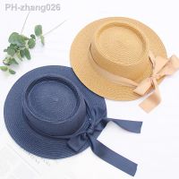 Bucket Hat Beach Summer Straw Hats For Women Flat Top Ribbon Bowknot Elegant Luxury Straw Women Summer Hats