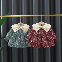 [COD] 1515 Childrens wholesale and autumn new products Girls long-sleeved dress baby bow tie garden floral