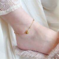 2023 New Gold Color Stainless Steel Heart Pendant Anklets For Woman Korean Fashion Jewelry Beach Party Girls Sexy Accessories