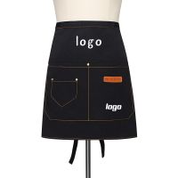 Canvas Short Apron for Women Waiter Seller Small Half Aprons Custom Restaurant Bar Cafe Food Shop Attendant Work Waist Apron