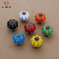 LBA Single Hole Pumpkin Ceramic Handles 40mm Drawer Knobs Cupboard Door Handles Cabinet Handles Cartoon Screws Furniture Handles Door Hardware Locks