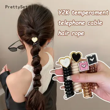 Telephone Wire Line Hair Tie Ponytail Holder Scrunchies Solid Color Hair  Rope