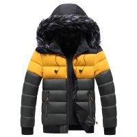 [COD] Cross-border cotton-padded mens winter hooded jacket thickened warm windproof matching leisure tide