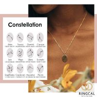 Ringcal กลุ่มดาวราศีสัญลักษณ์รูปไข่จี้เข้าสู่ระบบสร้อยคอ14พันทองสแตนเลสสร้อยคอโซ่คอเค้นคอเครื่องประดับ