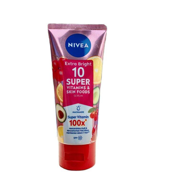 Nivea Extra Bright 10 Super Vitamins And Skin Food Serum 180ml Lazada