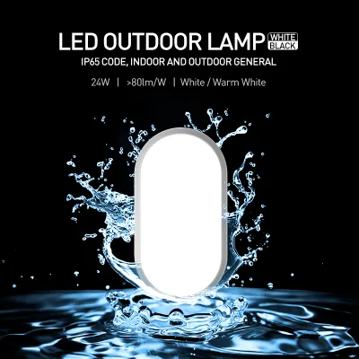 24W Outdoor LED Wall Lamp Waterproof IP65 Moisture Proof Dustproof Indoor LED Ceiling Lamps Surface Mounted Oval Wall Lights