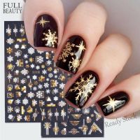 【hot sale】 ☁☢ B50 1 Sheet Pack Nail Foils / 3D Christmas Snowflake Paper Nails Stickers / Nail Adhesive Tape / Water Transfer Nail Decal / Manicure Art Decorations / Nail Makeup Tools