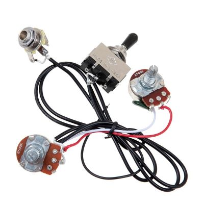 Guitar Wiring Harness Prewired Two Pickup 500K Pots 3-Way Toggle Switch Silver Guitar Bass Accessories