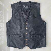 COO 2022 Mens Motorcycle Leather Vest Sheepskin V-neck Patchwork Vest