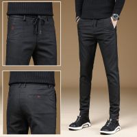 COD SDFGERTERT Korean Mens Casual Pants Long Trousers Solid Color Coffee Army Green Black Grey