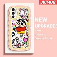 JIUMOO เคสสำหรับ VIVO V23E 4G V23E 5G V23 5G S12 5G Y75เคสเครยอนชินจังลาย Macaron Colour เวฟ Border กันกระแทกแบบใสนิ่มเคสมือถือกล้องสร้างสรรค์ป้องกันการตกหล่นเคสใหม่ซิลิกาเจลฝาครอบป้องกัน