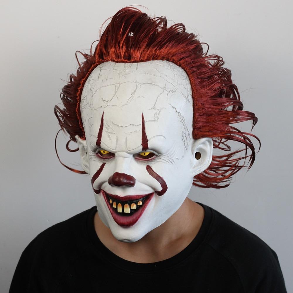 IT Clown Mask Halloween Costume Party Creepy Scary Decoration Props White 