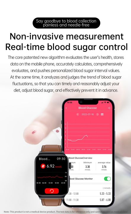 สมาร์ทวอท์ชระดับน้ำตาลในเลือด-e500ใหม่สำหรับผู้ชายนาฬิกาอัจฉริยะวัดอุณหภูมิสมาร์ทริสท์แบนด์สำหรับออกกำลังกาย-ip68สำหรับผู้ชาย