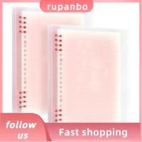 RUPANBO039392692เครื่องงอพลาสติก2ชิ้นมีฝาปิดสมุดโน้ตสีชมพู8หลุมสำหรับใส่ A5กระดาษ A5เคสโน้ตบุ๊ก