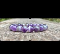 สร้อยข้อมือหินแท้ หินสีม่วง Chevron Amethyst ลายหินชัด หินธรรมชาติแท้ พร้อมส่ง