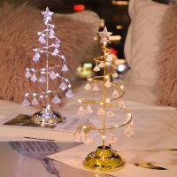 Led Christmas Tree Shape Table Lamp Ornaments Crystal Decorative Lights With Base For Holiday Decoration