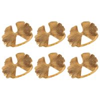 6Pcs/Lot Retro Ginkgo Leaf Napkin Buckle Napkin Ring, Suitable for Dinner Decoration of Wedding Hotel Banquet Table