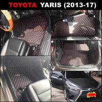 พรมปูพื้นรถยนต์ 6D TOYOTA YARIS ปี2013-17 สีดำด้ายแดง แผ่นปูท้าย ปิดเบาะ เต็มคัน 6ชิ้น