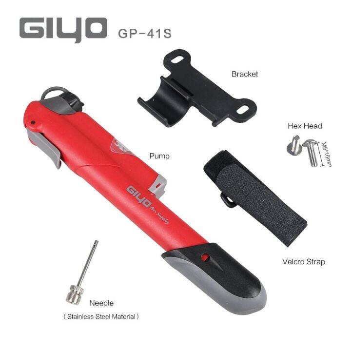 giyo-gp-41s-105g-mtb-road-bike-bicycle-pump-barometer-gauge-120-psi-high-pressure-mini-ball-cycling-air-hand-pump-tire-inflator