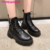 agafgadf Lucyever-Botas de tornozelo plataforma preta para mulheres zíper punk couro PU botas motocicleta curtas outono inverno