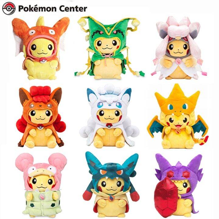 yf-pokemon-cross-dressing-plush-toy-peluche-pikachu-cos-eevee-charizard-snorlax-lucario-rayquaza-stuffed-doll-xmas-kid-gift