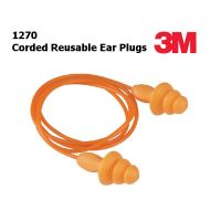 ปลั๊กลดเสียงมีสาย สีส้ม (ราคาต่อ 1 ชิ้น) ที่อุดหู ปลั๊กอุดหู 3M 1270 Corded Reusable Ear Plugs