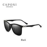 CAPONI Polaroid Mens Sun Glasses For Driving TR-90 Frame Fishing Sunglasses Fashion Style Black Shade For Male UV400 BS602