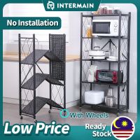 ✘ Foldable Storage Rack With Wheel Rak Dapur Rak Kabinet Dapur Rak Kitchen Rack Shelf Microwave Oven Rack Organizer/A18