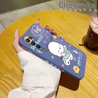 เคส Chenyyyka สำหรับ OPPO Reno 6 4G เคสโทรศัพท์ซิลิโคนนิ่มแฟชั่น Pochacco น่ารักลายขอบสี่เหลี่ยมเคสกันกระแทกคลุมทั้งหมดป้องกันเลนส์กล้อง