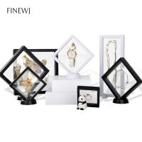 ◈ PE Film Jewelry Storage Box 3D Packaging Case Gemstone Free Stand Floating Frame Membrane Ring Earrings Necklace Display Holder