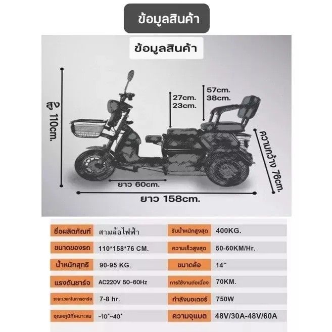 รถสามล้อไฟฟ้า-ประกอบให้90-รถไฟฟ้า3ล้อ-วิ่งได้ไกล-ไร้ควัน-หลายที่นั่ง-จักรยานไฟฟ้า3ล้อ-electric-rticycles-จักรยานไฟฟ้า