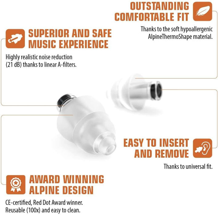 alpine-hearing-protection-alpine-partyplug-pro-reusable-ear-plugs-noise-reduction-filtered-ear-plugs-for-party-and-clubbing-contains-premium-linear-filter-for-musicians-1-pair-reusable-soft-invisible-
