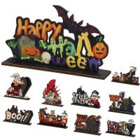 Happy Halloween Table Decorations Wooden Scary Ghost Trick or Treat Witch Decor Sign Halloween Party Supplies for Living Room Dining Table Pub Kitchen Study Desk Coffee Shop efficiently