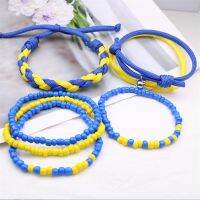 Charm Blue Yellow Ukraine Bracelets For Women Men Creative Ukrainian Flag Color Handmade Braided String Bracelet Couple Jewelry Charms and Charm Brace