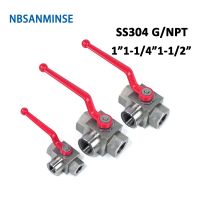 KHB3K G NPT 1 1-1/4 1-1/2 Hydraulic High Pressure Ball Valve Stainless Steel SS304 KHB 3 Way Valve 31.5MPa NBSANMINSE