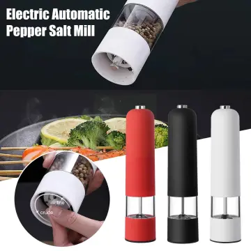 Automatic Salt Pepper Grinder Set Electric Plastic Ceramic Burr