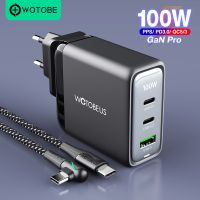 WOTOBEUS 100W เครื่องชาร์จติดผนัง Gan USB C,PD 100W 65W ที่ชาร์จเร็วสำหรับ QC4 Lenovo โน๊ตบุ๊ค Macbook Type-C แล็ปท็อปที่ชาร์จยูเอสบีipad Iphone 14 S21