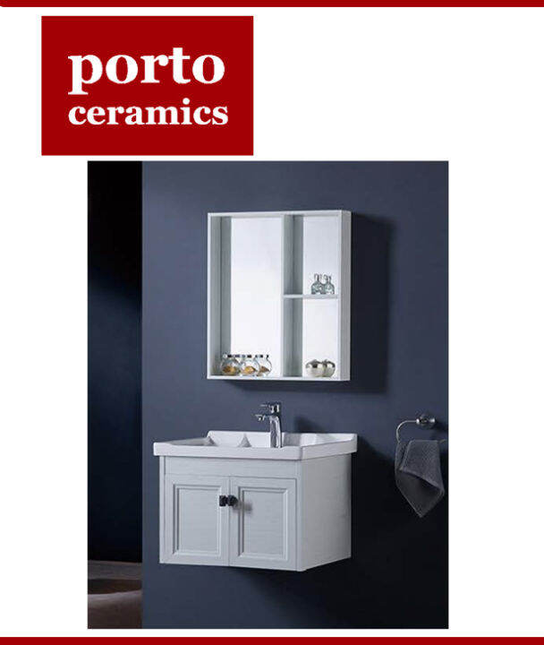 Porto 1066 Wall Hung Bathroom Vanity Cabinet With Mirror And Sink Set ...