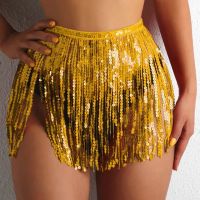 FN946N Women Sequin Sexy Tassels Cover Up Skirt Short Beach Wrap Bikini Shiny Wraps Cover Ups For Swimwear Summer Beach Bathin