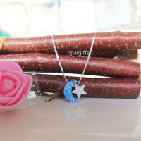 1pclot Mix Colors Moon Star Opal Necklace 925 Sterling Silver Moon Star Opal Necklaces Synthetic Moon Star Fire Opal Jewelry