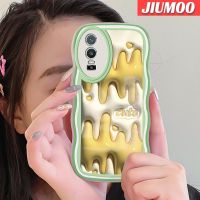 เคส JIUMOO สำหรับ VIVO Y76 5G เคส Y74s Y76s 5G 5G เคสแฟชั่นสีเหลืองครีม3D ดีไซน์ใหม่คอลอร์เวฟขอบนุ่มเคสมือถือกันกระแทกแบบใสสร้างสรรค์เคสโปร่งใสลายกล้องถ่ายรูปซิลิกาเจลป้องกัน