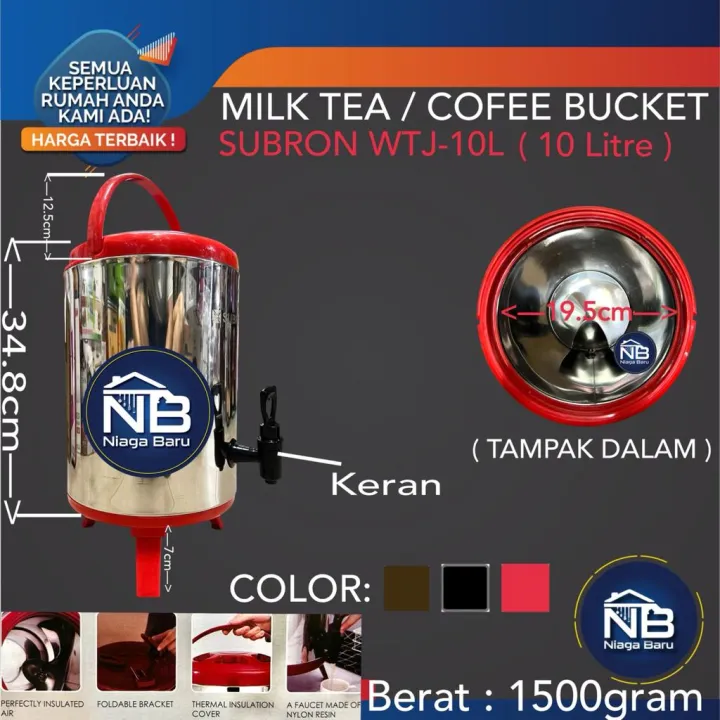 Subron Water Tank Dispenser 10 Liter Juice Teh Kopi Milk Tea Stainless ...