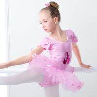 【cw】 Pink BalletforKids Tutu SequinWear Child Short SleevePuffy DressCostumes ！