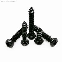 50/100pcs M1 M1.2 M1.4 M1.7 M2 M2.3 M2.6 M3 M3.5 M4 Black Steel Small Phillips Pan Head Cross Round Head Self-tapping Wood Screw