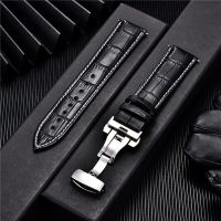 Classic Business Embossed Leather Strap with Stainless Steel Automatic Buckle Watchband 18mm 20mm 22mm 24mm Watch Straps
