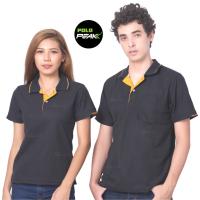 เสื้อโปโลสีดำ ปกริ้วส้ม polopeak