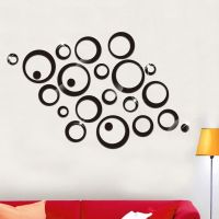 【LZ】 3d Diy Circles Mirrors Wall Stickers Decal Vinyl Art Mural Wall Sticker Removable Room Decoration Tv Background Home Wall Decor