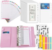 2022 A6 Binder Budget PU หนัง Planner กระเป๋าค่าใช้จ่าย Budget แผ่นโน้ตบุ๊ค Cash Envelope Organizer ระบบซิปใส-ttlg4809