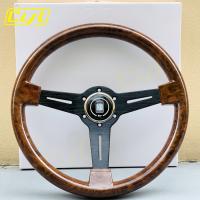 JDM Universal 14inch 350mm Car Steering Wheel Flat Corn Wood Film Modified Sports Steering Wheel With ND Horn Button Furniture Protectors Replacement